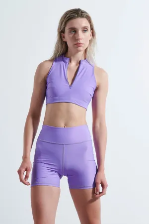 Αθλητικό κροπ τοπ με zipper (UV50  προστασία) | Μωβ