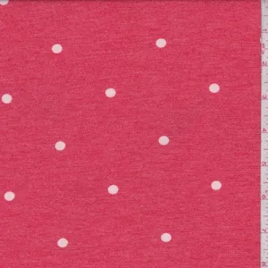 1 1/8 YD PC-Pale Red Dot Brushed French Terry Knit Fabric
