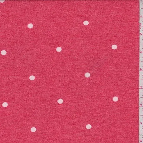 1 1/8 YD PC-Pale Red Dot Brushed French Terry Knit Fabric