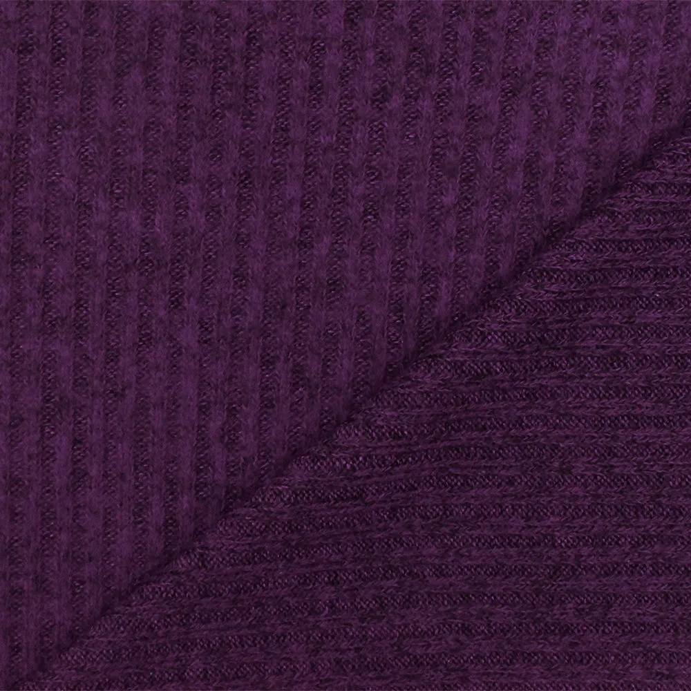 3 YD PC-Fruit Purple-Black Texture Stretch Brushed Rib Knit Fabric