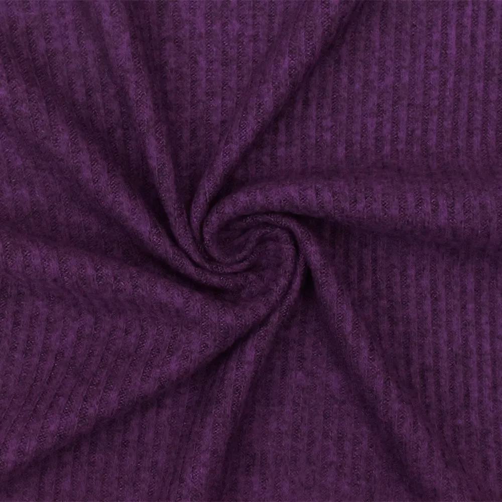 3 YD PC-Fruit Purple-Black Texture Stretch Brushed Rib Knit Fabric
