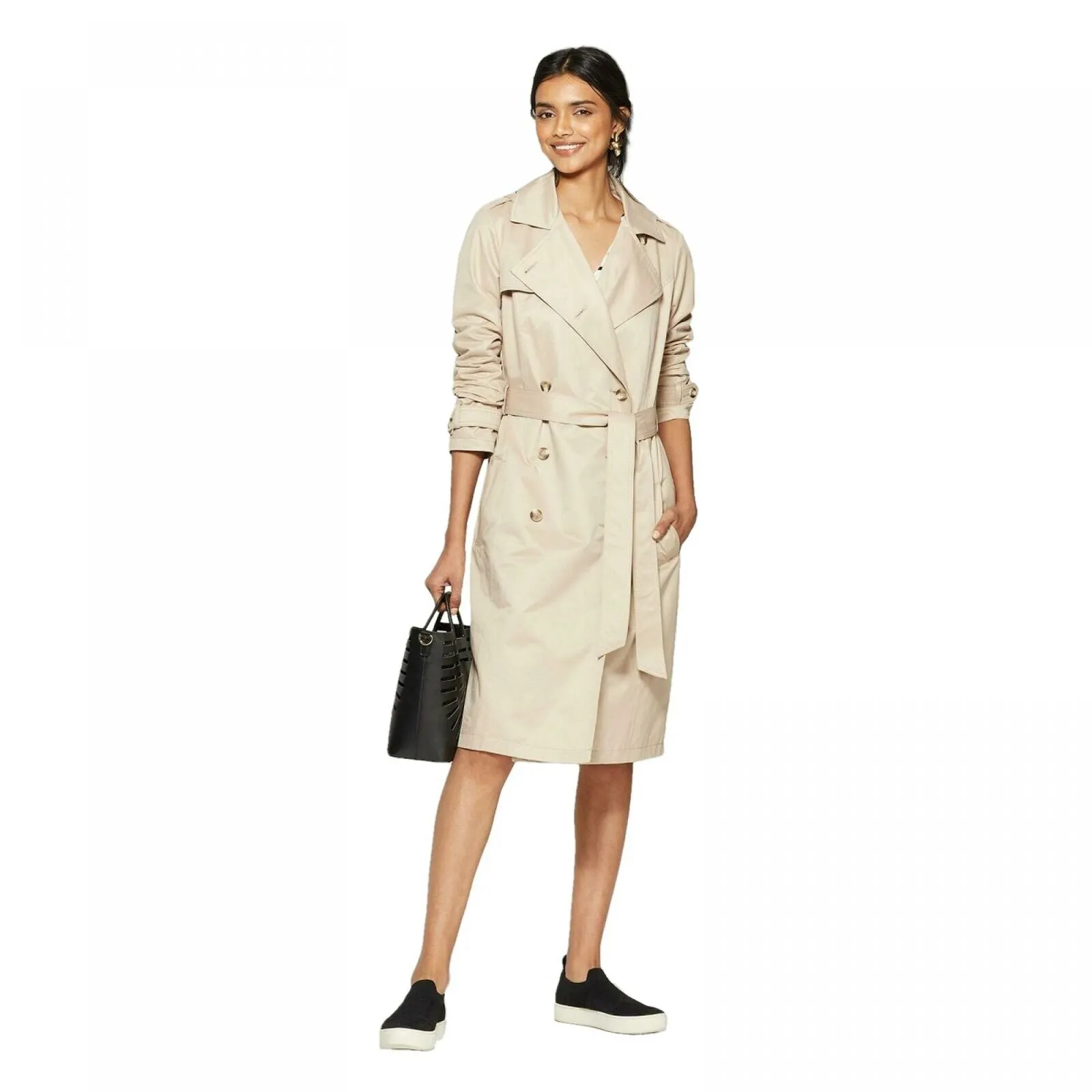 A New Day Women's Double Breasted Belted Trench Coat
