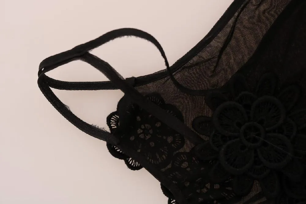 Abito chemise in pizzo di seta nero Dolce & Gabbana - Taglia IT1-XS