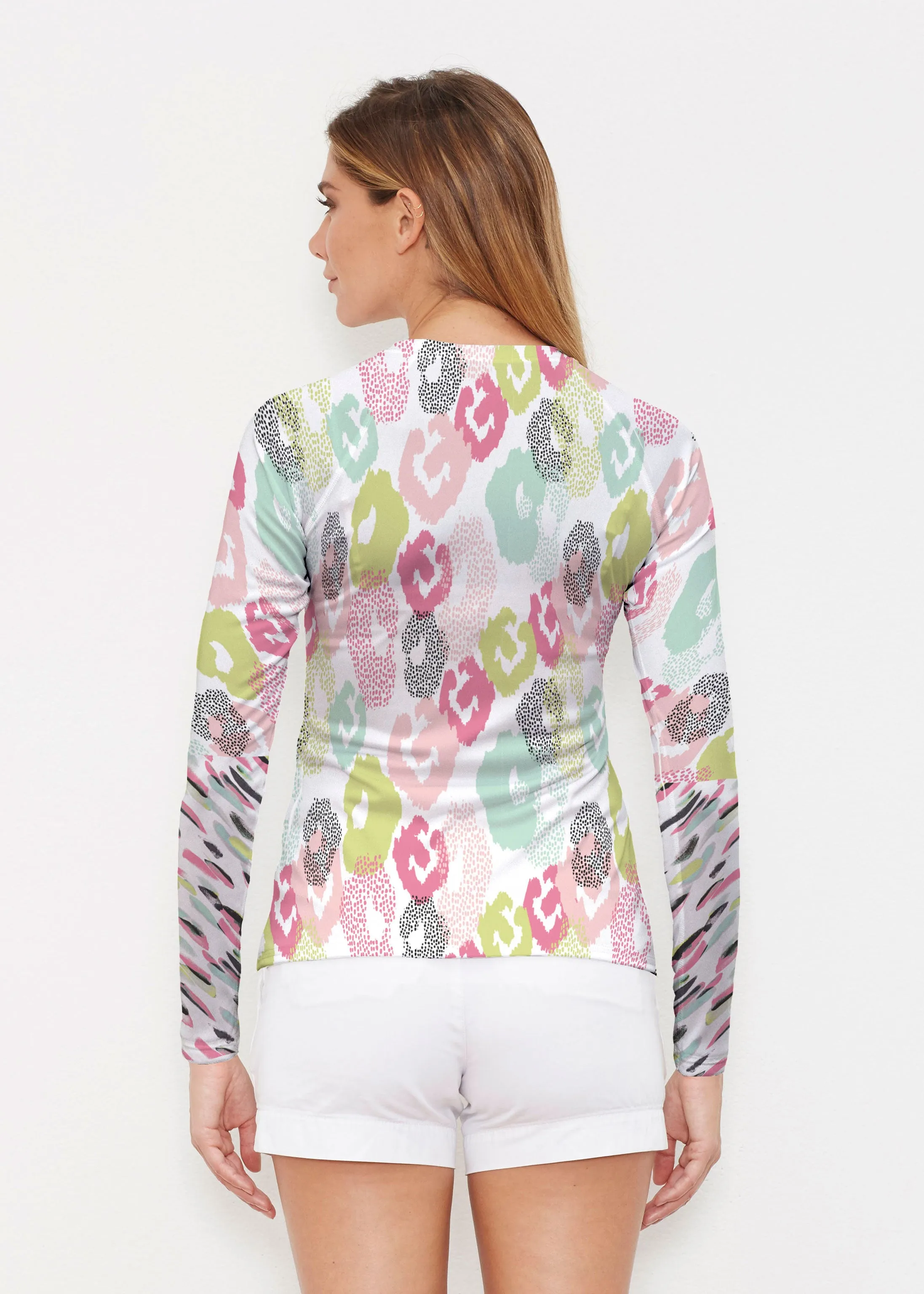 Abstract Pastel Ikat (7813) ~ Long Sleeve Rash Guard