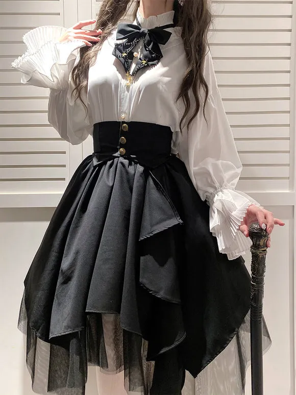 Academic Lolita Blouses Ruffles Long Sleeves Lolita Top Blouse White Lolita Shirt
