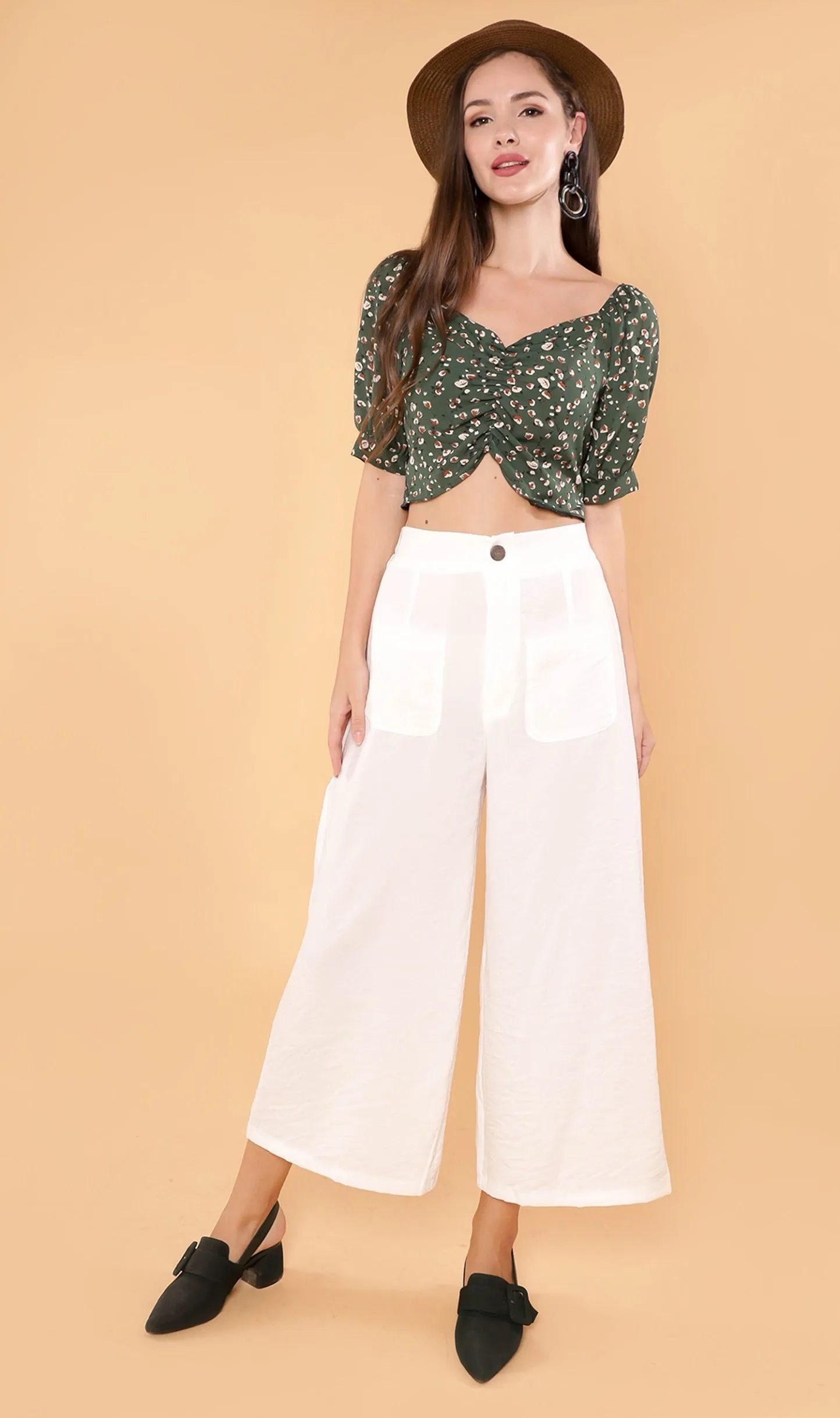 ACIEL Ruched Crop Top (Green)