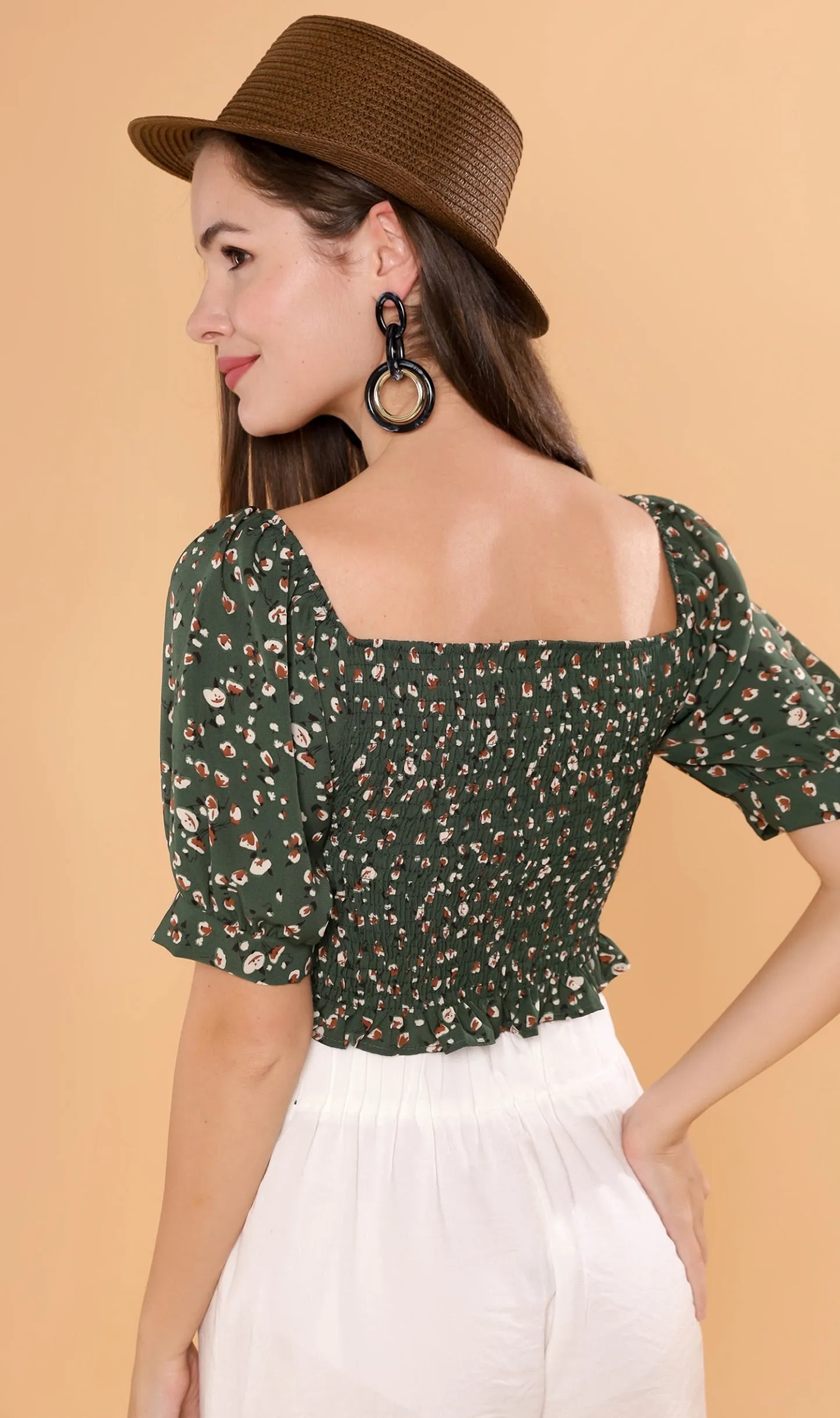ACIEL Ruched Crop Top (Green)