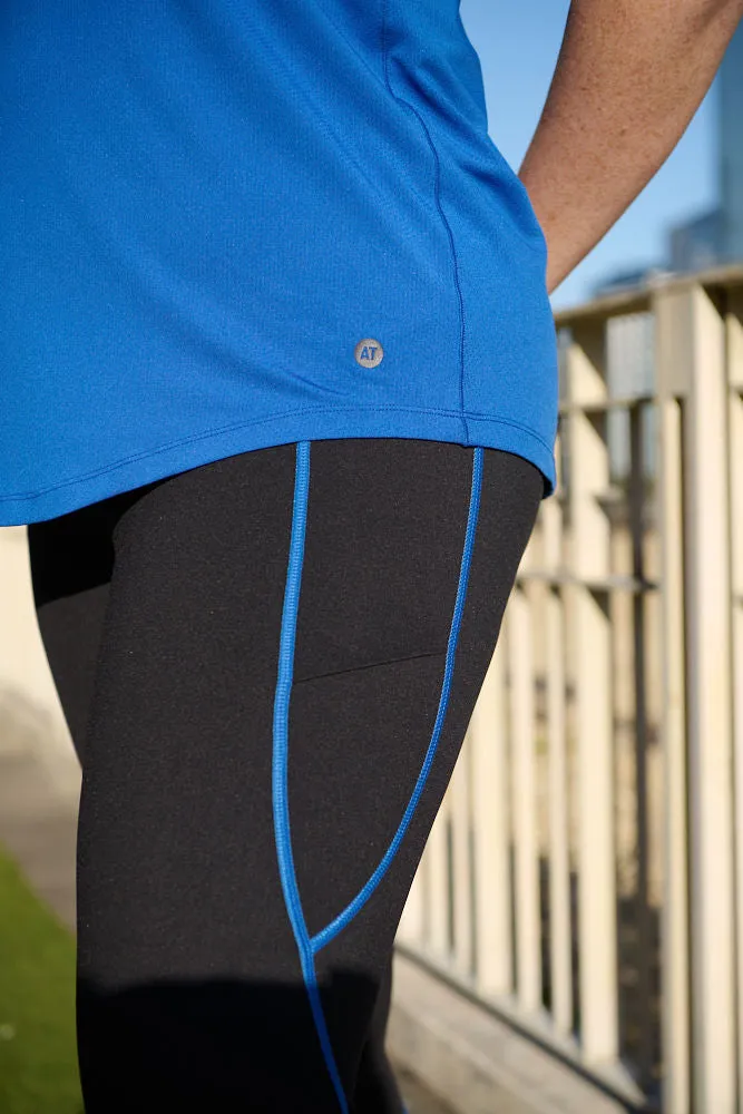 Active Pocket 7/8 Length Legging - Black/Cobalt Blue