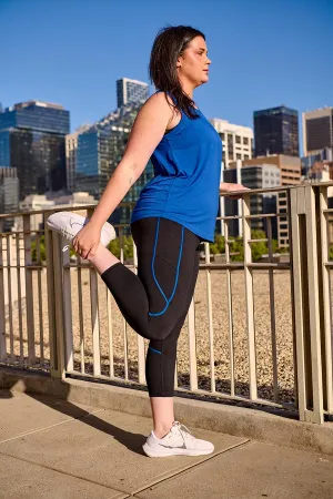 Active Pocket 7/8 Length Legging - Black/Cobalt Blue