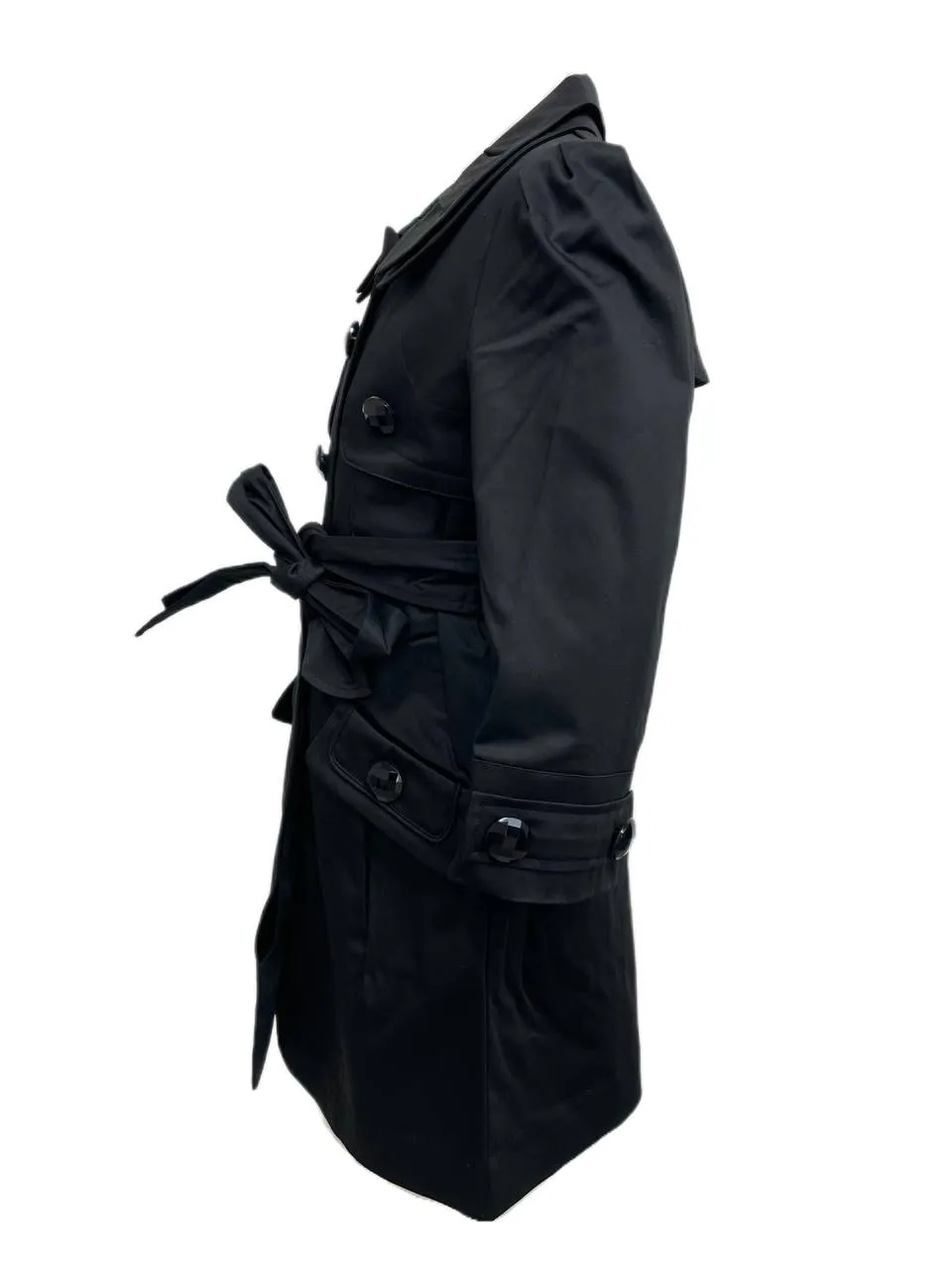 AQUA Girl's Black Long Sleeve Trench Coat NWT