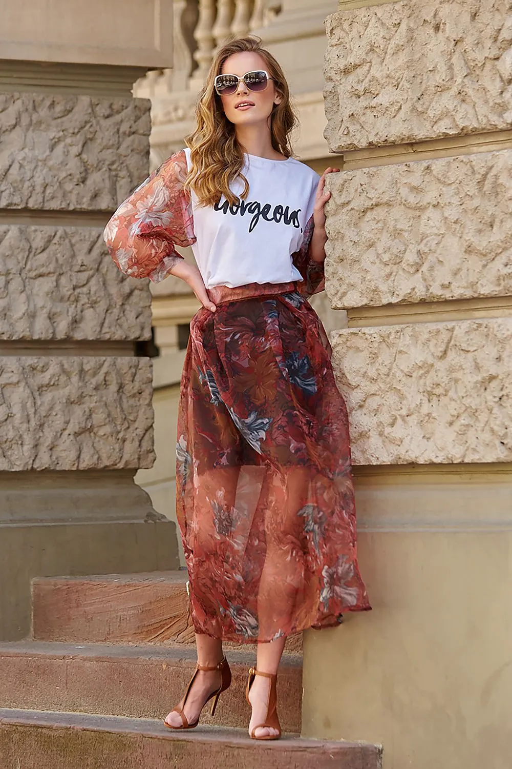 Asymmetric Buffet Sleeve Blouse