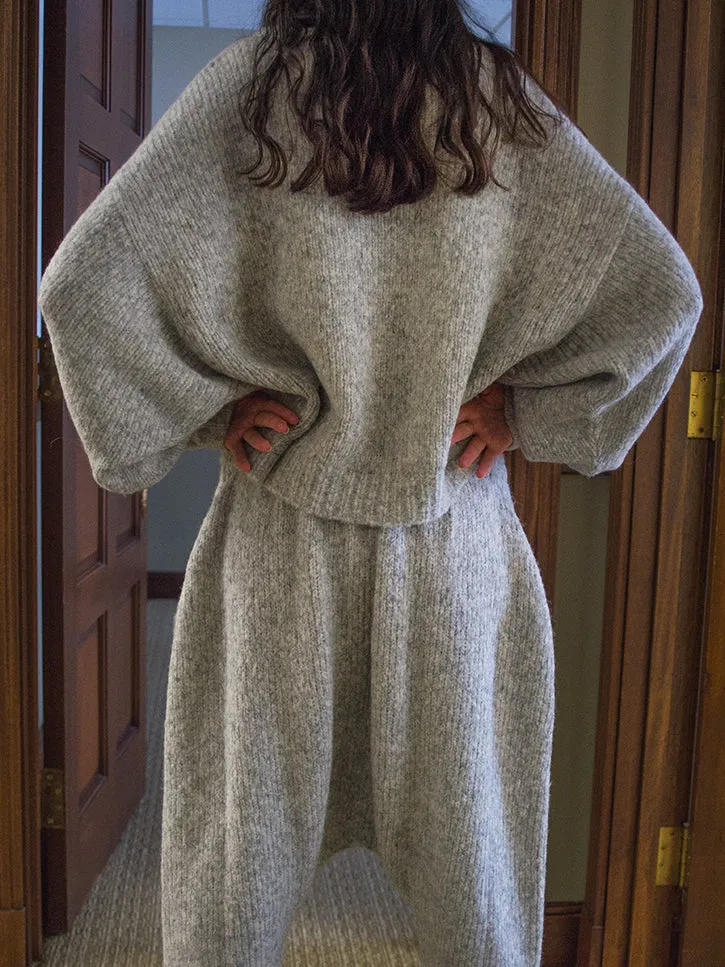 Atelier Delphine Balloon Sleeve Sweater, Grey Melange