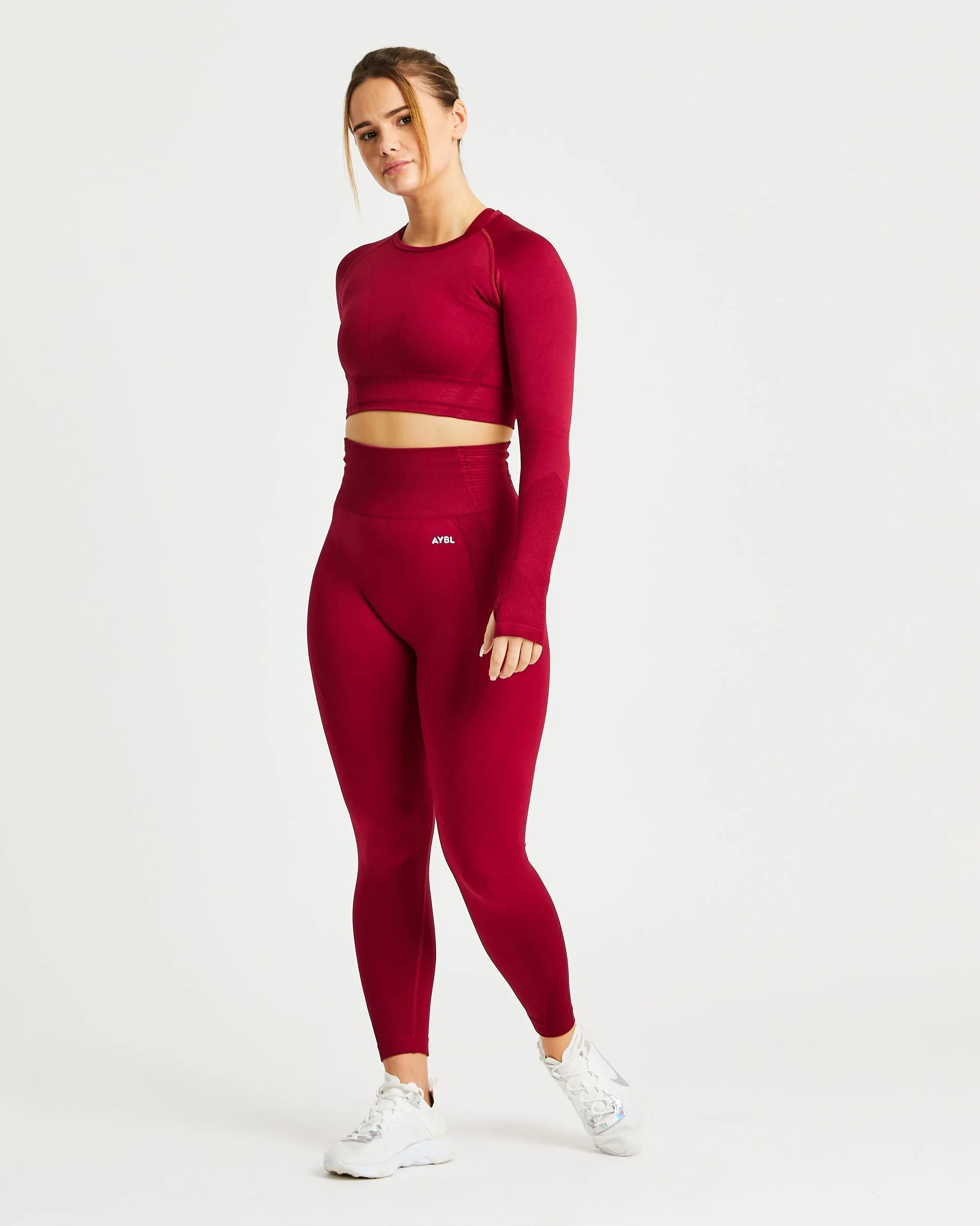 Balance V2 Seamless Long Sleeve Crop Top - Rumba Red