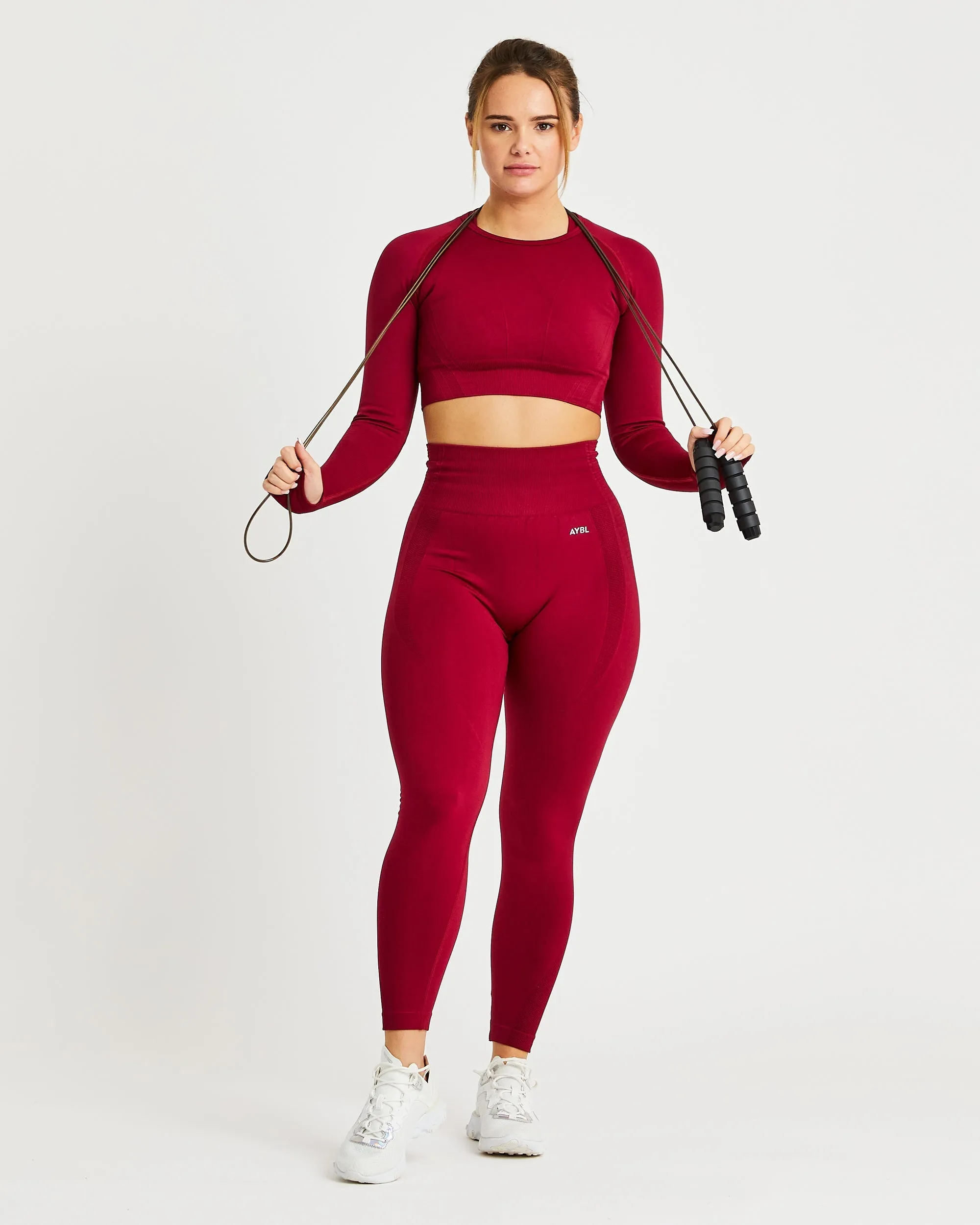 Balance V2 Seamless Long Sleeve Crop Top - Rumba Red