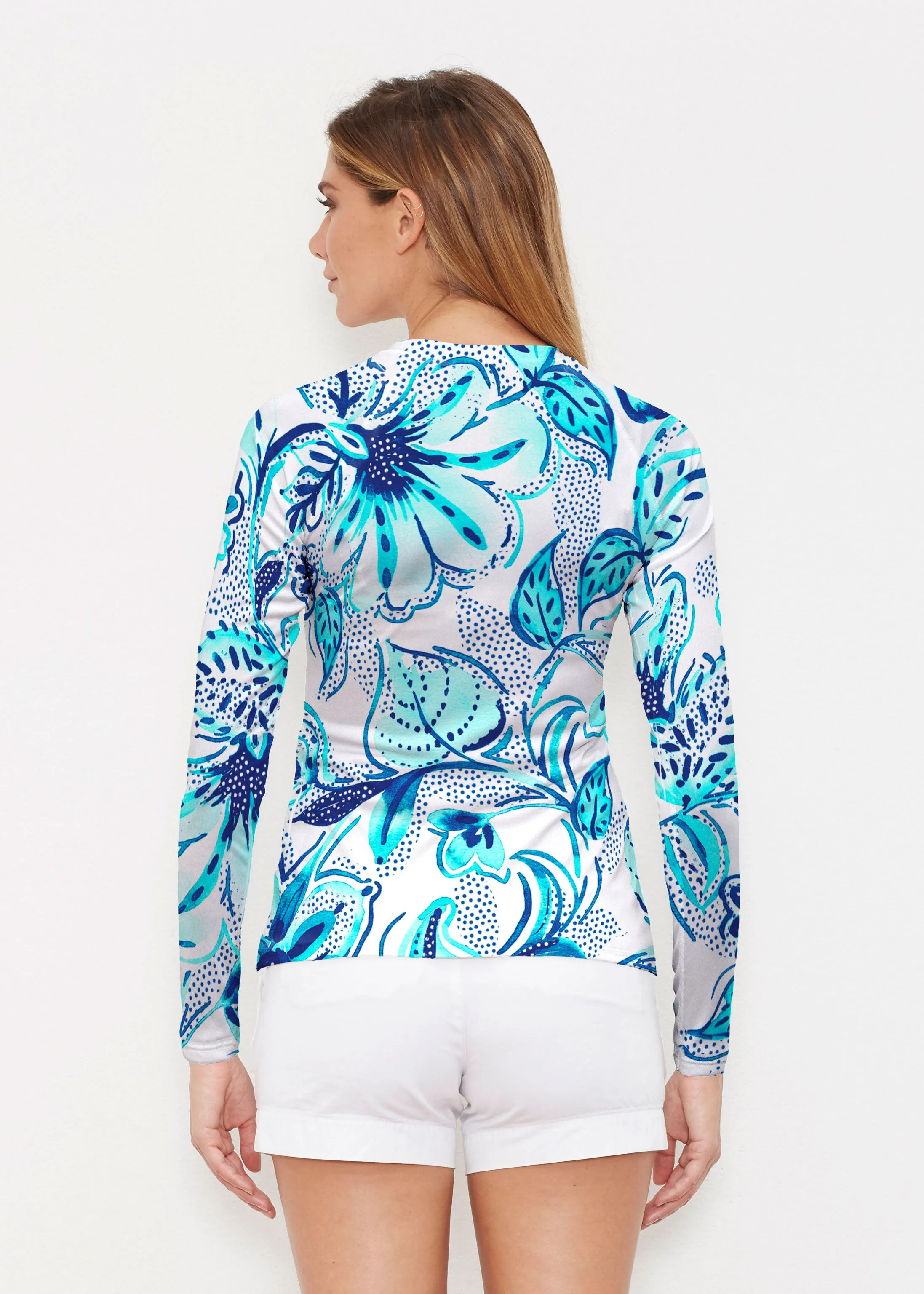 Baltic Watercolor Aqua (7696) ~ Long Sleeve Rash Guard