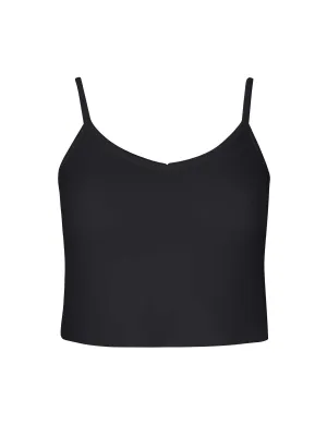 Bamboo Crop Layering Singlet - Black