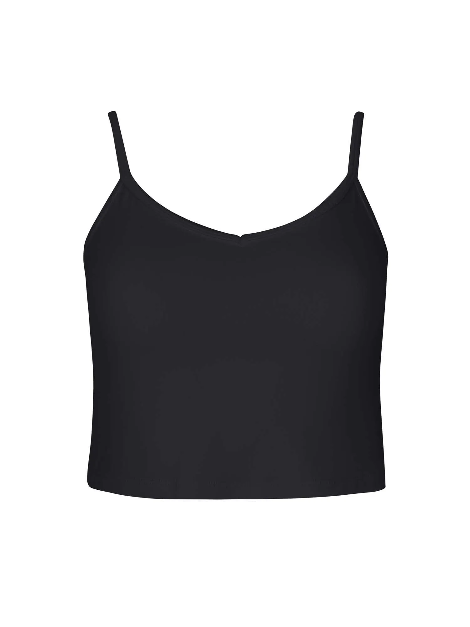 Bamboo Crop Layering Singlet - Black