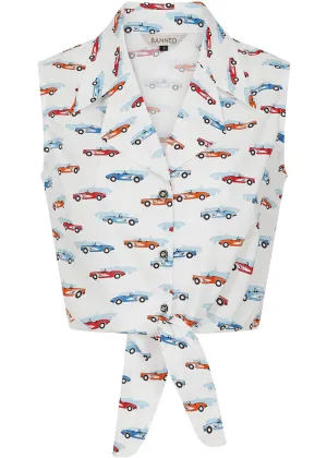 Banned Sandy Retro Car 50's Blouse White