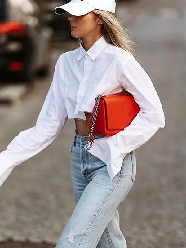 Basic Cotton Cropped Blouse