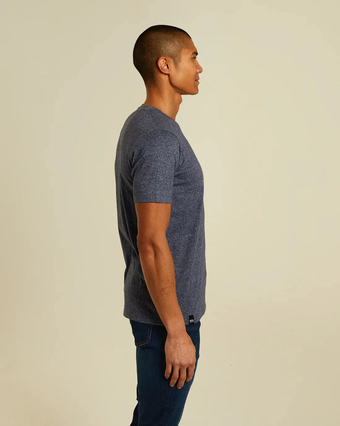 Basic Sky Neck Tee | Indigo Navy Marl