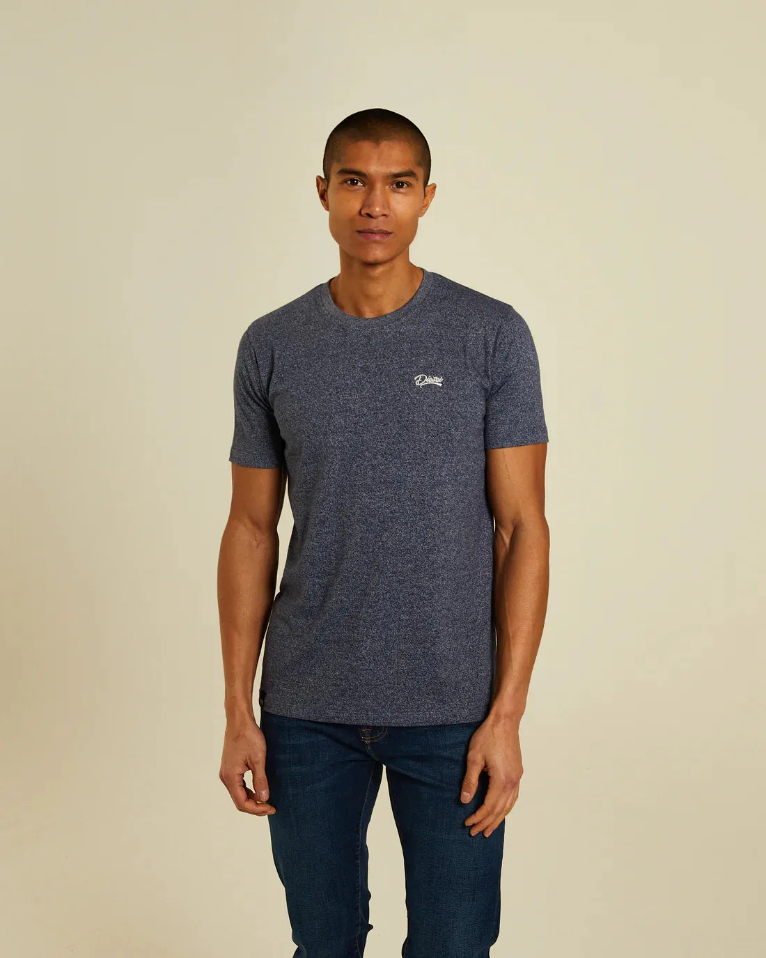 Basic Sky Neck Tee | Indigo Navy Marl