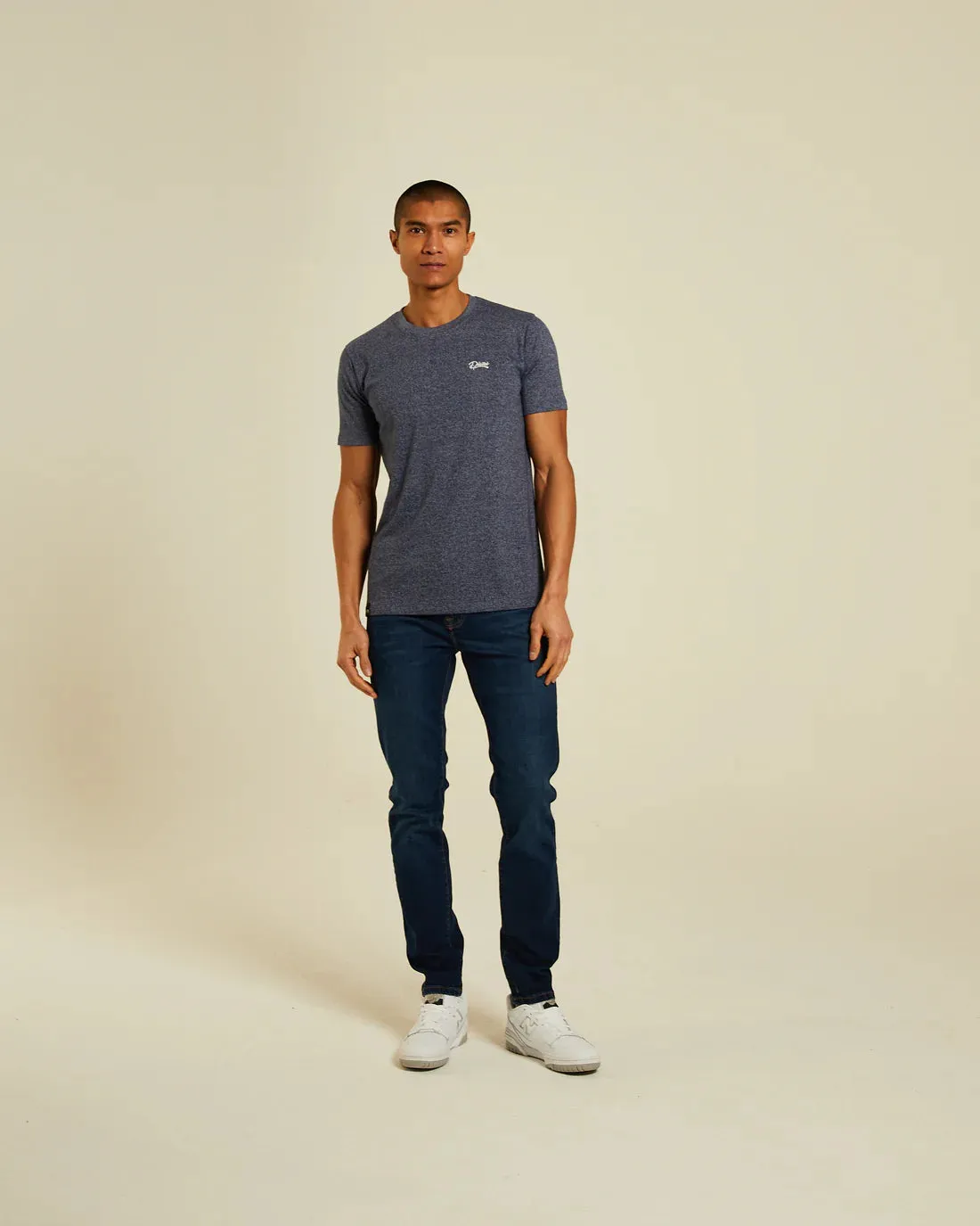 Basic Sky Neck Tee | Indigo Navy Marl