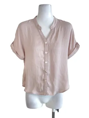 Beige Pink Rolled Sleeve Shirt TCL