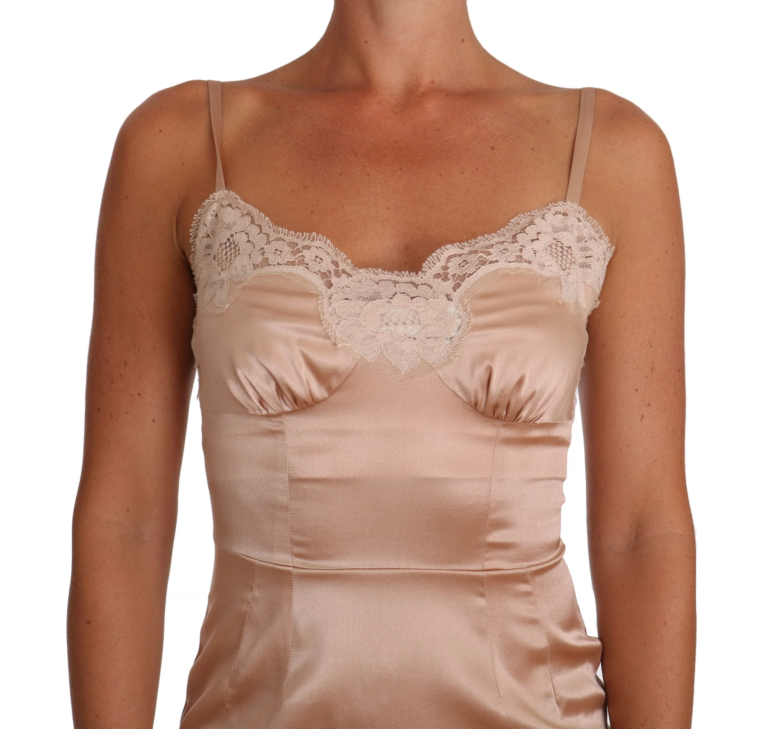 Beige Silk Lace Lingerie Chemise Dress