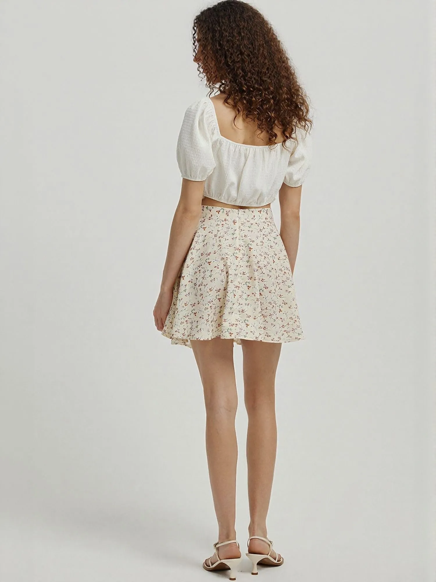 Beige Tassle Detail Cropped Top