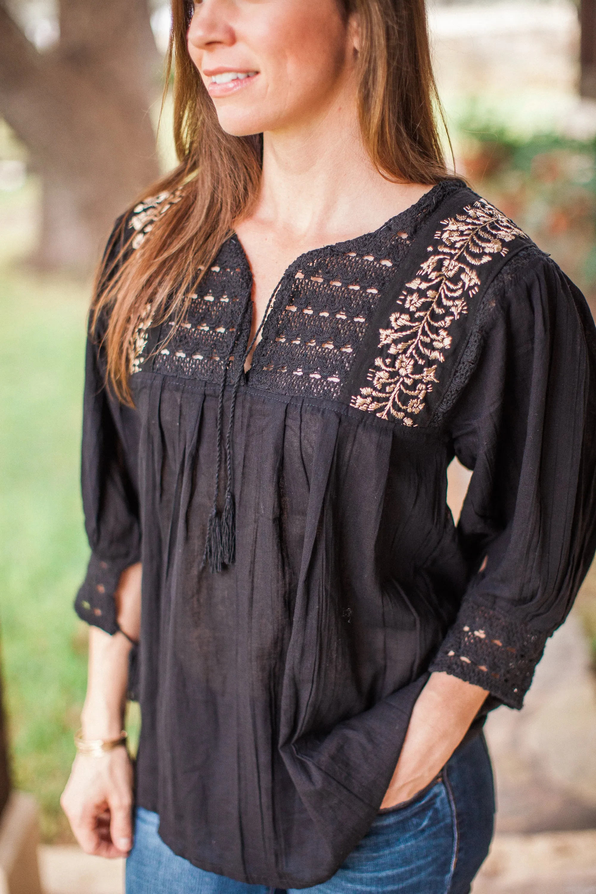 Black and Gold Franco Blouse