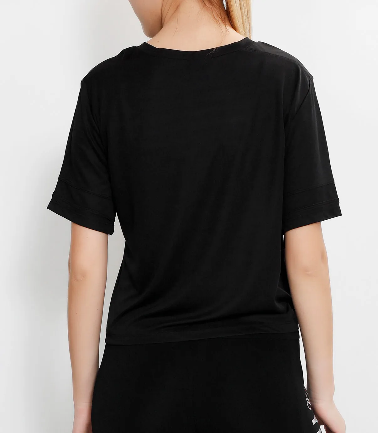 Black Crop Top with Glitter Logo