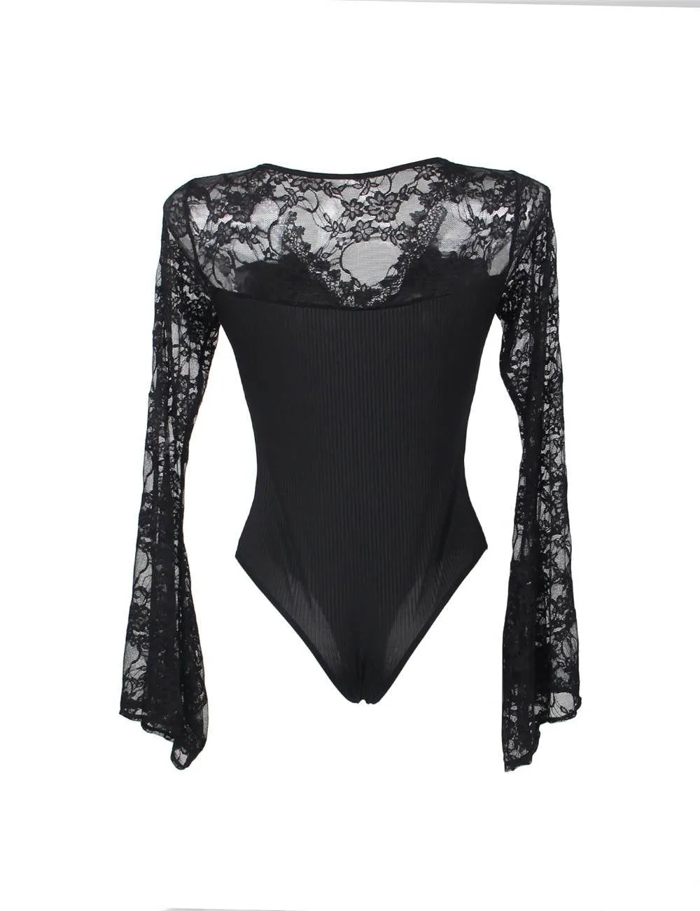 Black Eyelashes Lace Horn Sleeve Teddy Egypt