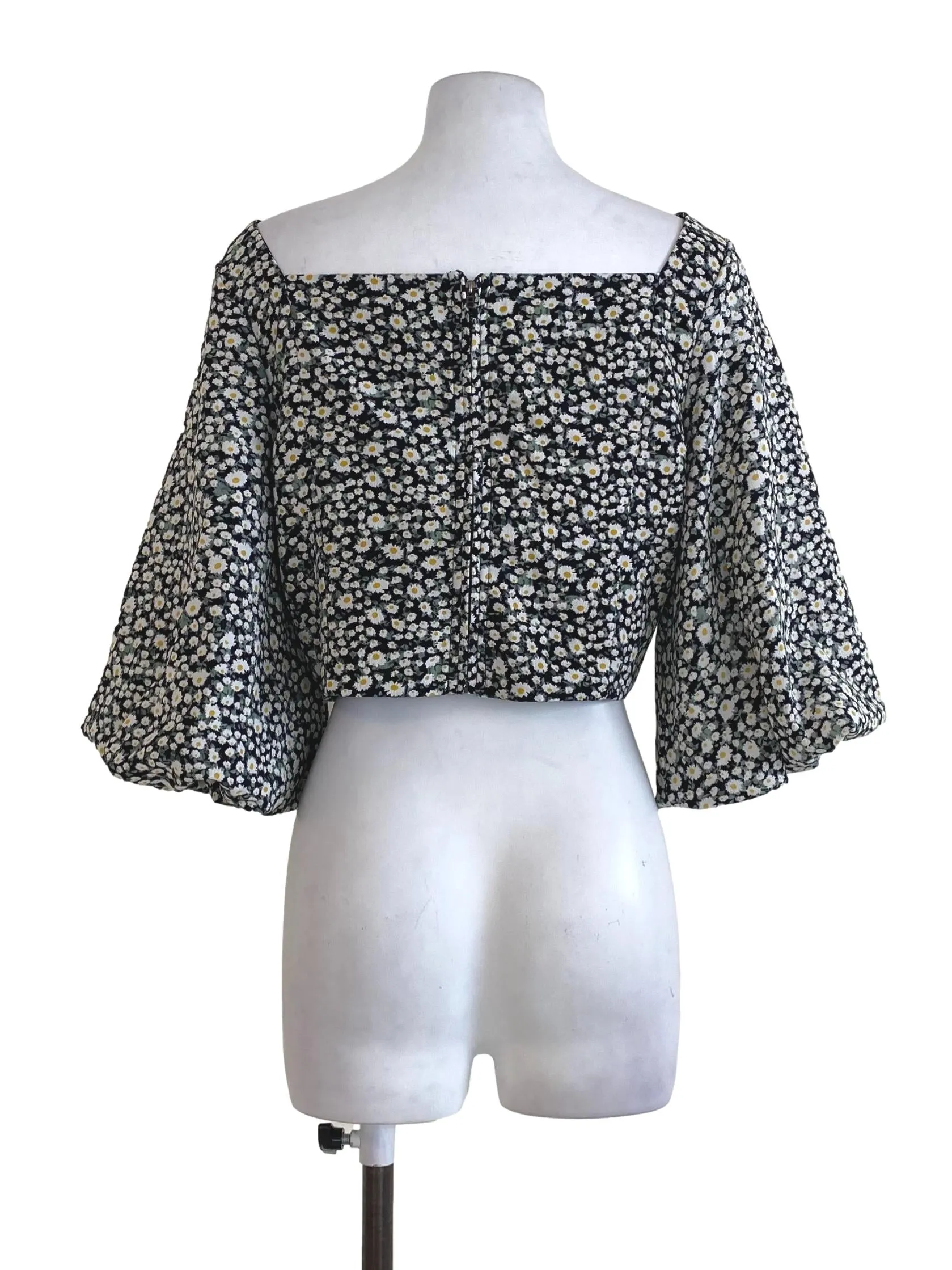 Black Floral Crop Top