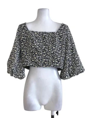 Black Floral Crop Top
