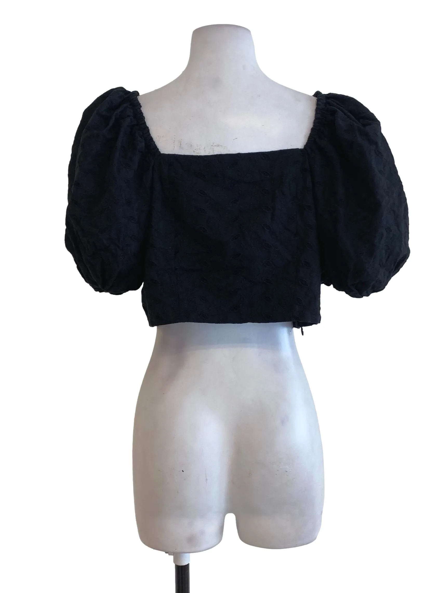 Black Floral Embroidered Top