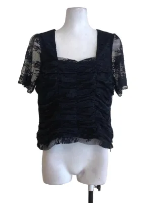 Black Floral Laced Blouse