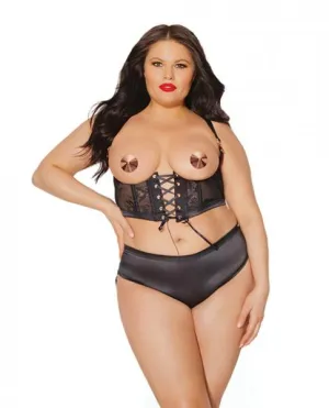 Black Label Lace Panels Harness & Panty - Black One Size X-Large