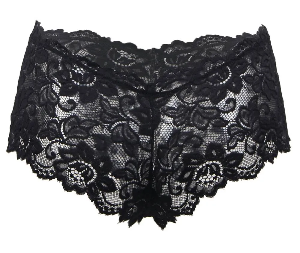 Black Sexy Floral Lace Panty