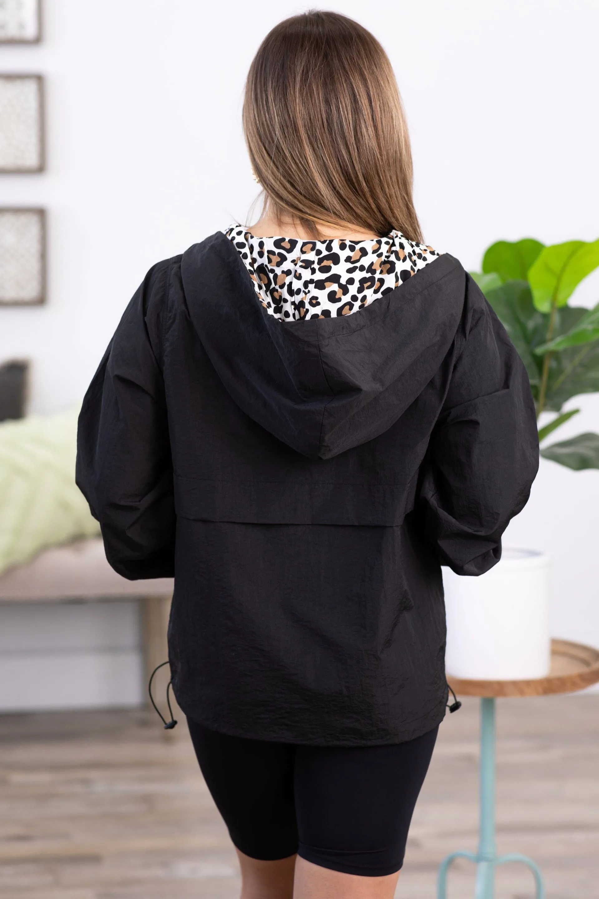 Black Windbreaker Pullover Jacket