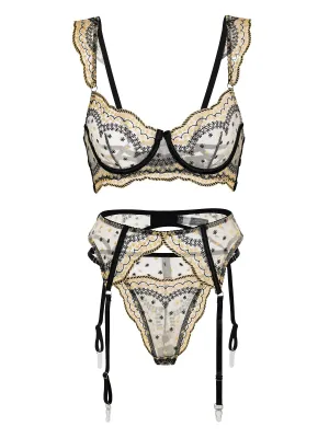Black&Gold Luxury Lace Embroidered Lingerie Set From Hello.LA.Girl