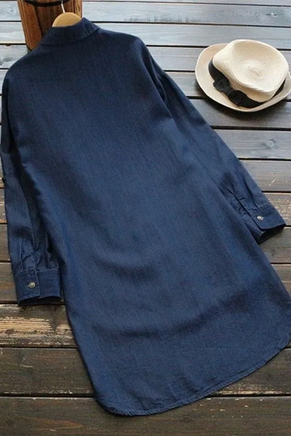 Blue Long Sleeve Blouse