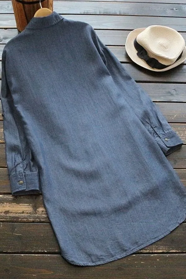 Blue Long Sleeve Blouse