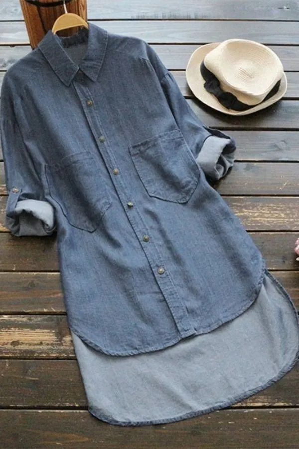 Blue Long Sleeve Blouse