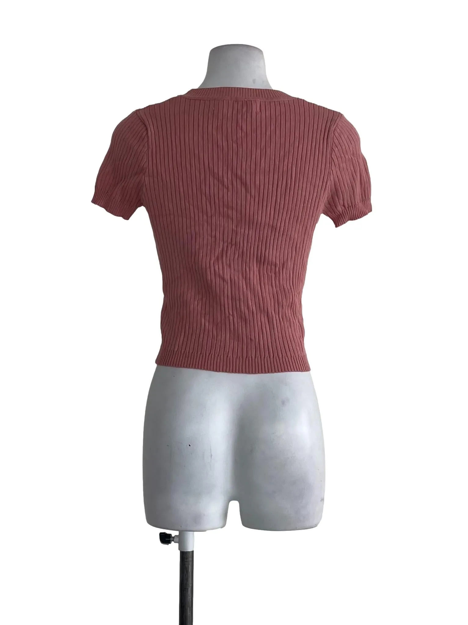 Blush Pink Ribbed Short Sleeves Top