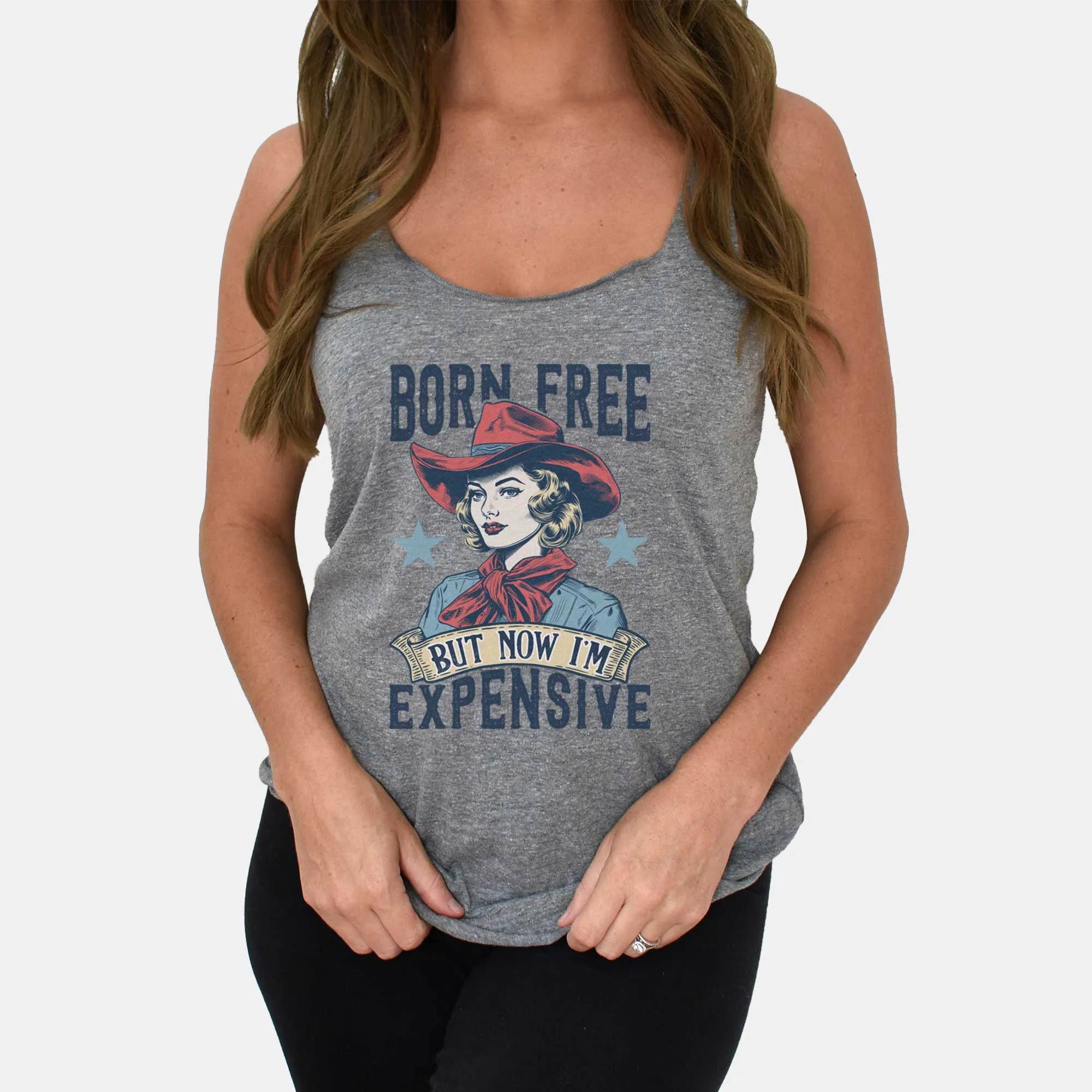Born Free But Now I'm Expensive - Women's Triblend Racerback Tank