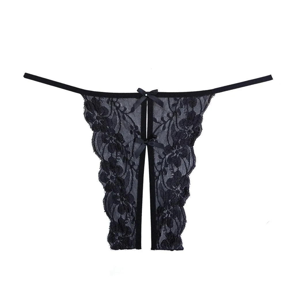 Bow Back Crotchless Lace Panty