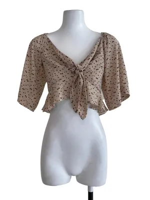 Brown Nude Floral Pattern Crop Top