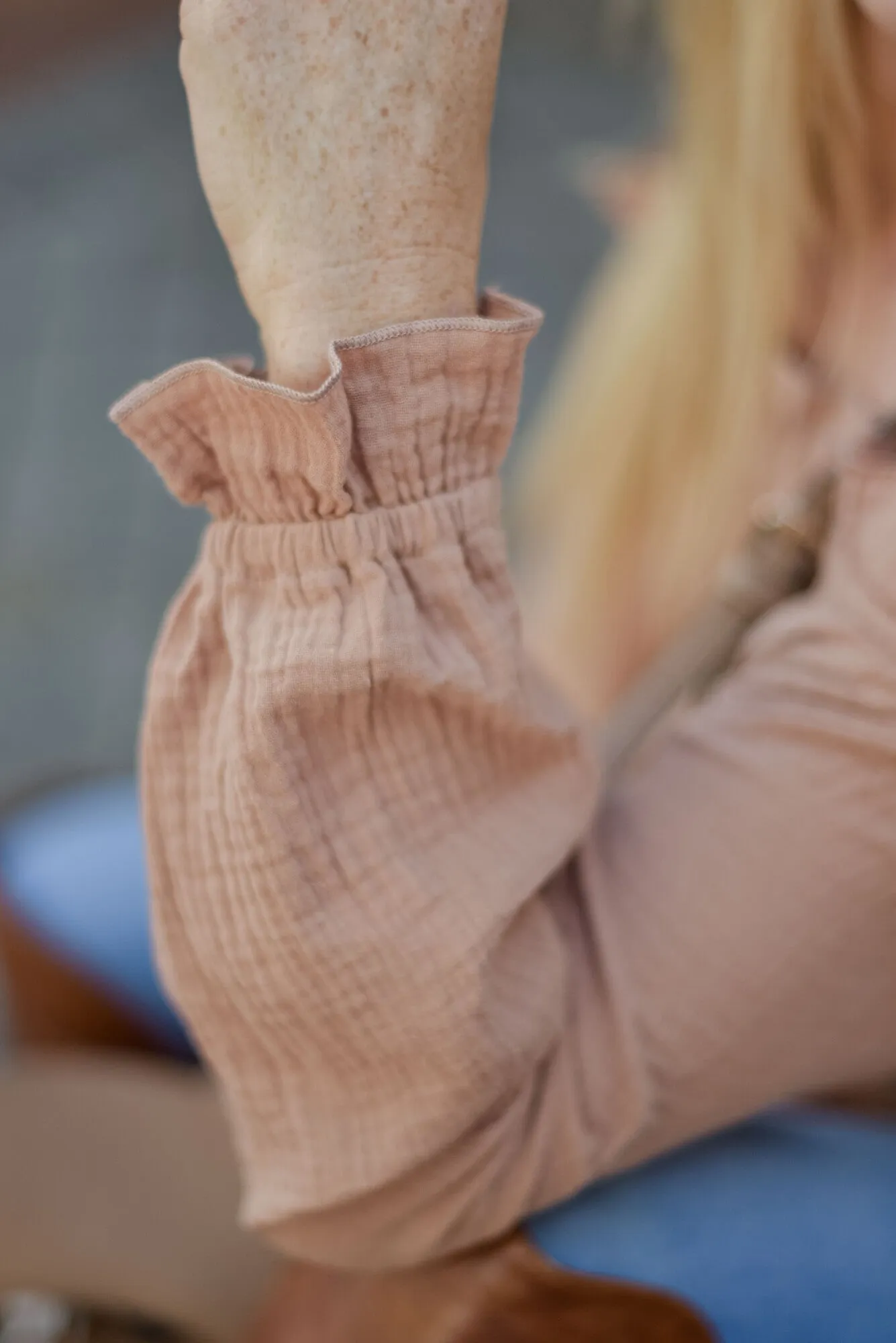 Brown Off-the-shoulder Ruffle Top