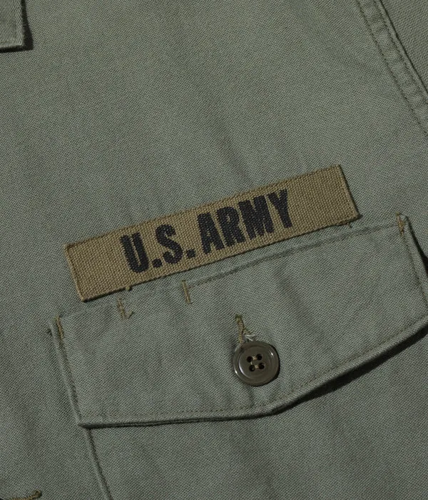 Buzz Rickson's SHIRT MAN'S COTTON SATEEN OLIVE GREEN SHADE107 “DEMILITARIZED ZONE”