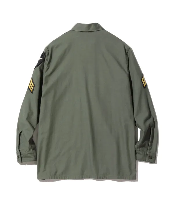 Buzz Rickson's SHIRT MAN'S COTTON SATEEN OLIVE GREEN SHADE107 “DEMILITARIZED ZONE”
